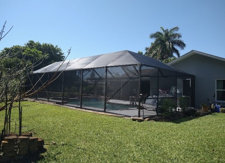 Completed pool cage screen work by A1 Screening